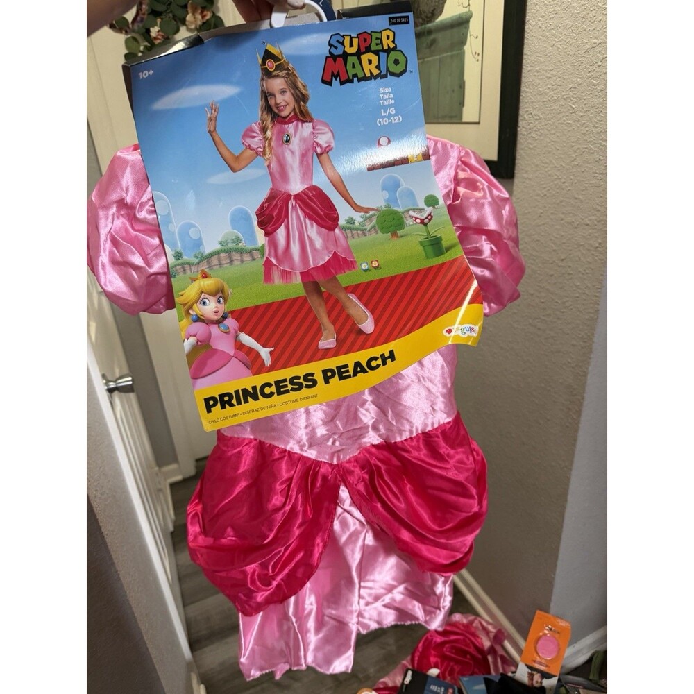 Super Mario Princess Peach Girls Costume Dress Size L (10–12)
